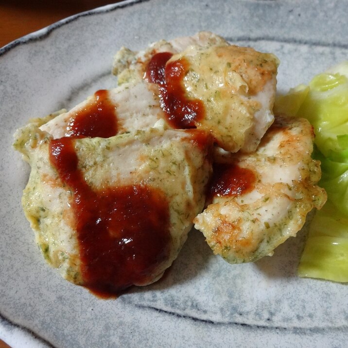鶏むね肉の青のりピカタ